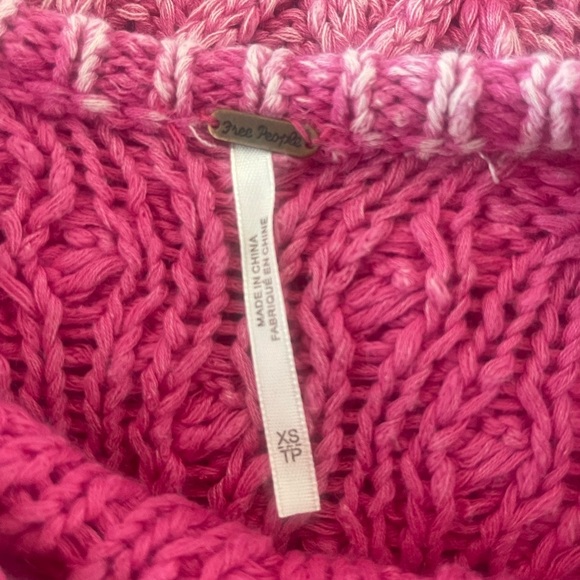 Free people sweater dress pink cable knit long sleeve pullover tunic size xs - Picture 8 of 8